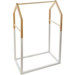Portant à Vêtements Enfant Maison - Bois & Blanc 60x100 Cm - Atmosphera Créateur D'intérieur