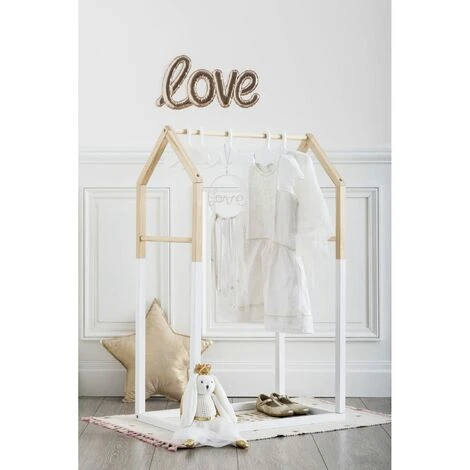 Portant à Vêtements Enfant Maison - Bois & Blanc 60x100 Cm - Atmosphera Créateur D'intérieur 4 Portant à Vêtements Enfant Maison - Bois & Blanc 60x100 Cm - Atmosphera Créateur D'intérieur – Image 2