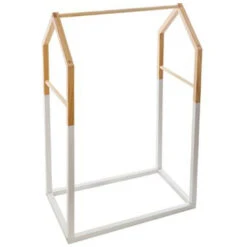 Penderie Enfant En Bois Forme Masion Blanc - Dim : L.60 X L.37 X H.100 Cm -PEGANE-