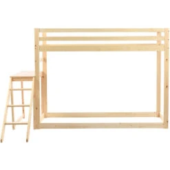 Lit Superposé Enfant 90x200cm - Avec Escalier D'angle, Garde-corps Antichute, Sommier à Lattes En Pin, 2 Personnes - Naturel -ATMOSPHERA || Songmics Soldes Boutique 95082390 3