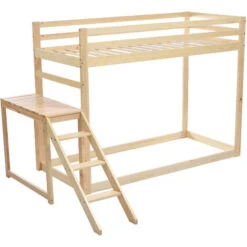 Lit Superposé Enfant 90x200cm - Avec Escalier D'angle, Garde-corps Antichute, Sommier à Lattes En Pin, 2 Personnes - Naturel -ATMOSPHERA || Songmics Soldes Boutique 95082390 4