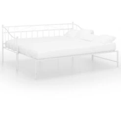 Cadre De Canapé-lit Extensible, Lit Adulte Pour 1 Personnes, Structure De Lit, Assemblage Facile, Blanc Métal 90x200 Cm OIB9423E