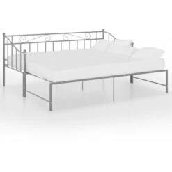 Cadre De Canapé-lit Extensible, Lit Adulte Pour 1 Personnes, Structure De Lit, Assemblage Facile, Gris Métal 90x200 Cm OIB3087E