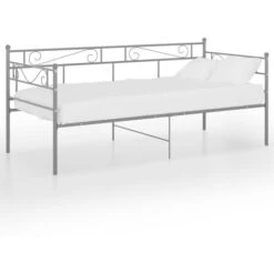 Cadre De Canapé-lit, Lit Adulte Pour 1 Personnes, Structure De Lit, Assemblage Facile, Gris Métal 90x200 Cm OIB6008E
