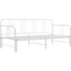 Cadre De Canapé-lit Extensible, Lit Adulte Pour 1 Personnes, Structure De Lit, Assemblage Facile, Blanc Métal 90x200 Cm OIB4873E