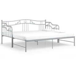 Cadre De Canapé-lit Extensible, Lit Adulte Pour 1 Personnes, Structure De Lit, Assemblage Facile, Gris Métal 90x200 Cm OIB1544E