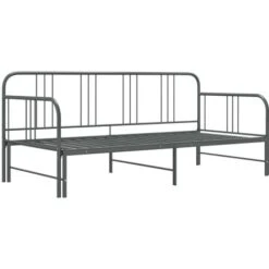 Cadre De Canapé-lit Extensible, Lit Adulte Pour 1 Personnes, Structure De Lit, Assemblage Facile, Gris Métal 90x200 Cm OIB7543E