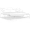 Cadre De Canapé-lit Extensible, Lit Adulte Pour 1 Personnes, Structure De Lit, Assemblage Facile, Blanc Métal 90x200 Cm OIB8557E