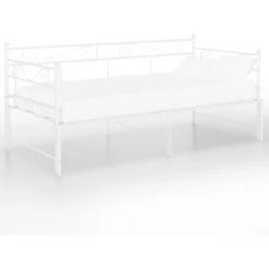 Cadre De Canapé-lit Extensible, Lit Adulte Pour 1 Personnes, Structure De Lit, Assemblage Facile, Blanc Métal 90x200 Cm OIB5040E