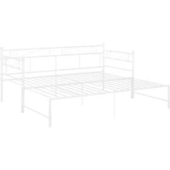 Cadre De Canapé-lit Extensible, Lit Adulte Pour 1 Personnes, Structure De Lit, Assemblage Facile, Blanc Métal 90x200 Cm OIB5040E -ATMOSPHERA || Songmics Soldes Boutique 95183398 3