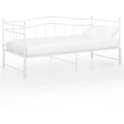 Cadre De Canapé-lit Extensible, Lit Adulte Pour 1 Personnes, Structure De Lit, Assemblage Facile, Blanc Métal 90x200 Cm OIB4643E -ATMOSPHERA || Songmics Soldes Boutique 95183554 4