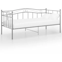 Cadre De Canapé-lit, Lit Adulte Pour 1 Personnes, Structure De Lit, Assemblage Facile, Gris Métal 90x200 Cm OIB5113E