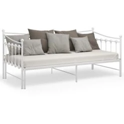 Cadre De Canapé-lit Extensible, Lit Adulte Pour 1 Personnes, Structure De Lit, Assemblage Facile, Blanc Métal 90x200 Cm OIB9243E -ATMOSPHERA || Songmics Soldes Boutique 95183581 4