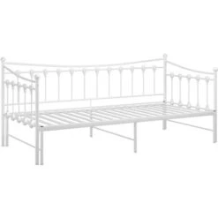 Cadre De Canapé-lit Extensible, Lit Adulte Pour 1 Personnes, Structure De Lit, Assemblage Facile, Blanc Métal 90x200 Cm OIB9243E -ATMOSPHERA || Songmics Soldes Boutique 95183581 5