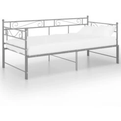 Cadre De Canapé-lit Extensible, Lit Adulte Pour 1 Personnes, Structure De Lit, Assemblage Facile, Gris Métal 90x200 Cm OIB4837E
