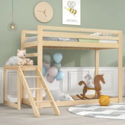 Lit Superposé 2 X 90 X 200 Cm En Bois De Pin Pour 2 Enfants, Sommier à Lattes Inclus, Protection De Sécurité, Naturel 9 Lit Superposé 2 X 90 X 200 Cm En Bois De Pin Pour 2 Enfants, Sommier à Lattes Inclus, Protection De Sécurité, Naturel -ATMOSPHERA || Songmics Soldes Boutique 95375664 3