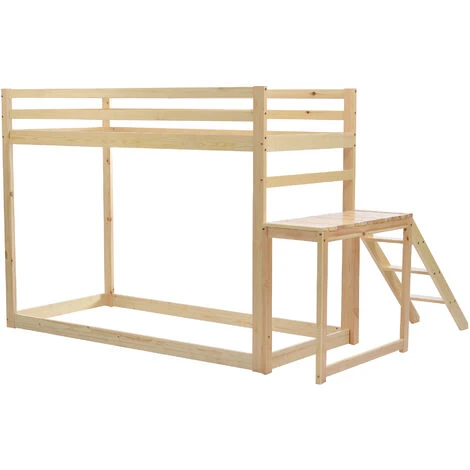 Lit Superposé 2 X 90 X 200 Cm En Bois De Pin Pour 2 Enfants, Sommier à Lattes Inclus, Protection De Sécurité, Naturel 6 Lit Superposé 2 X 90 X 200 Cm En Bois De Pin Pour 2 Enfants, Sommier à Lattes Inclus, Protection De Sécurité, Naturel – Image 4