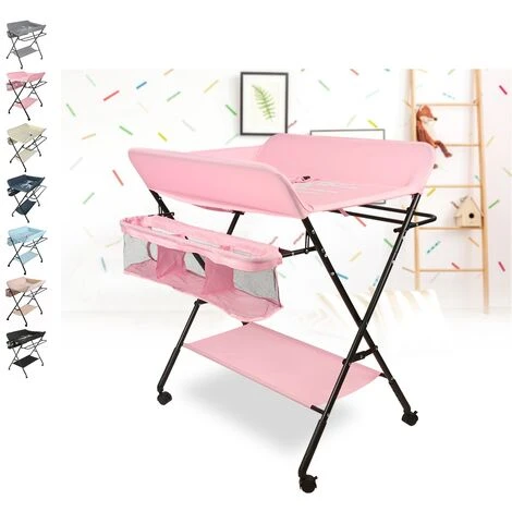 GUOYIHUA® Table à Langer Bébé 4 Roues Pliante Avec Panier De Rangement 0-3 Ans - Rose 3 GUOYIHUA® Table à Langer Bébé 4 Roues Pliante Avec Panier De Rangement 0-3 Ans - Rose