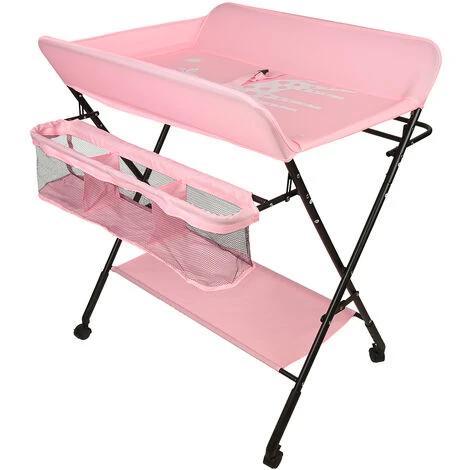 GUOYIHUA® Table à Langer Bébé 4 Roues Pliante Avec Panier De Rangement 0-3 Ans - Rose 6 GUOYIHUA® Table à Langer Bébé 4 Roues Pliante Avec Panier De Rangement 0-3 Ans - Rose – Image 4