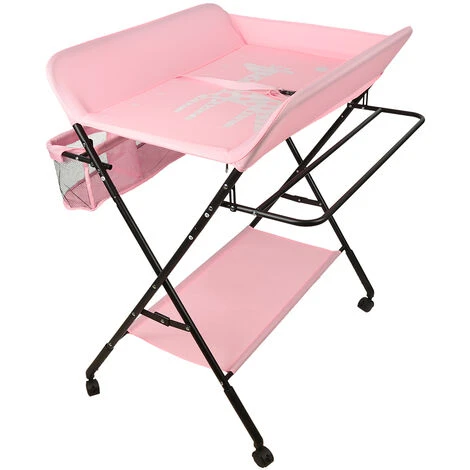 GUOYIHUA® Table à Langer Bébé 4 Roues Pliante Avec Panier De Rangement 0-3 Ans - Rose 7 GUOYIHUA® Table à Langer Bébé 4 Roues Pliante Avec Panier De Rangement 0-3 Ans - Rose – Image 5