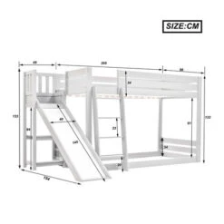 Lit Superposé 90x200cm - Lit D'enfant Avec Sommier à Lattes, Toboggan Et étagère Lit En Pin Avec échelle Et Protection Antichute - Blanc -ATMOSPHERA || Songmics Soldes Boutique 96362726 5