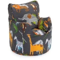 Ready Steady Bed Intérieur Tout-petits Sac à Haricots Chaise, Imprimé Sac à Haricots Avec Personnages Pour Enfants, Gosse Fauteuil Pouf Rempli De Perles EPS, H60xL50xW50cm, Africa