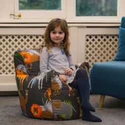 Ready Steady Bed Intérieur Tout-petits Sac à Haricots Chaise, Imprimé Sac à Haricots Avec Personnages Pour Enfants, Gosse Fauteuil Pouf Rempli De Perles EPS, H60xL50xW50cm, Africa -ATMOSPHERA || Songmics Soldes Boutique 96923918 4