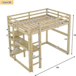 Lit Mezzanine 140 X 200 Cm Avec Bureau Et étagères, Cadre En Bois De Pin, Naturel 11 Lit Mezzanine 140 X 200 Cm Avec Bureau Et étagères, Cadre En Bois De Pin, Naturel -ATMOSPHERA || Songmics Soldes Boutique 97221514 5