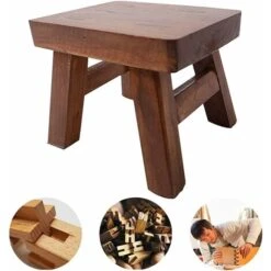 Petit Marchepied En Bois Pour Enfants, Siège Carré Antidérapant Pour Cuisine, Salle De Bain (café Foncé) -ATMOSPHERA || Songmics Soldes Boutique 97518686 5