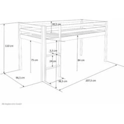 Lit Mezzanine 90x200cm Avec échelle En Bois Blanc Avec Tissu Gris étoile 9 Lit Mezzanine 90x200cm Avec échelle En Bois Blanc Avec Tissu Gris étoile -ATMOSPHERA || Songmics Soldes Boutique 9761491 3