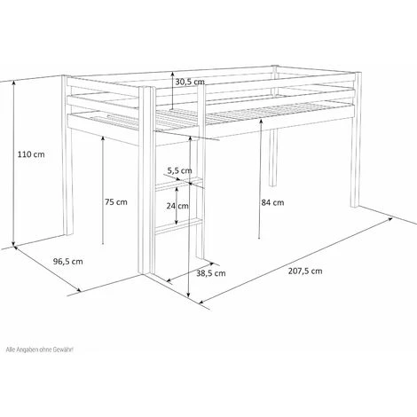 Lit Mezzanine 90x200cm Avec échelle En Bois Blanc Avec Tissu Gris étoile 5 Lit Mezzanine 90x200cm Avec échelle En Bois Blanc Avec Tissu Gris étoile – Image 3