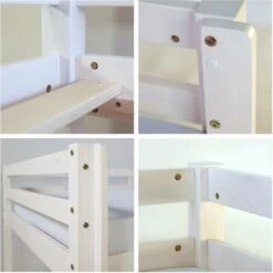 Lit Mezzanine 90x200cm Avec échelle En Bois Blanc Avec Tissu Gris étoile 11 Lit Mezzanine 90x200cm Avec échelle En Bois Blanc Avec Tissu Gris étoile -ATMOSPHERA || Songmics Soldes Boutique 9761491 5