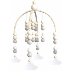 Lévrier Mobile De Berceau De Bébé, Jouet De Hochet Fait De Boule De Feutre Et De Bambou, Cloche Suspendue De Pépinière De Nouveau-né, Cadeau D'ornement En Bois