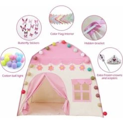 Tente De Jeu Pour Enfants Pour Filles Tente De Jeu Princesse Intérieur Chambre D'enfant Sécurité Extérieure Non Toxique Avec Boule De Coton Lumières Couronne De Princesse Congelée 11 Tente De Jeu Pour Enfants Pour Filles Tente De Jeu Princesse Intérieur Chambre D'enfant Sécurité Extérieure Non Toxique Avec Boule De Coton Lumières Couronne De Princesse Congelée -ATMOSPHERA || Songmics Soldes Boutique 97634295 5