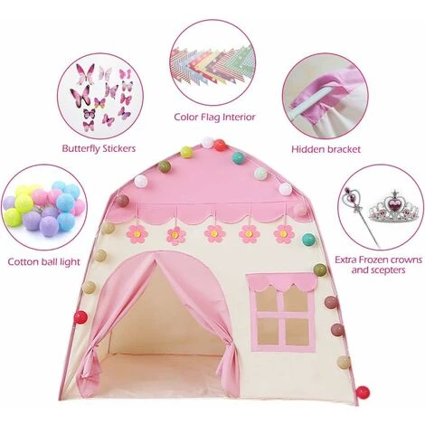 Tente De Jeu Pour Enfants Pour Filles Tente De Jeu Princesse Intérieur Chambre D'enfant Sécurité Extérieure Non Toxique Avec Boule De Coton Lumières Couronne De Princesse Congelée 7 Tente De Jeu Pour Enfants Pour Filles Tente De Jeu Princesse Intérieur Chambre D'enfant Sécurité Extérieure Non Toxique Avec Boule De Coton Lumières Couronne De Princesse Congelée – Image 5