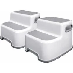 Tabouret Pour Enfants Marche Pieds Enfant Antidérapant En Deux étapes Avec Poignée Tabouret Rehausseur Pour Tout-Petits Convient Aux Enfants De Plus De 18 Mois(Paquet De 2)