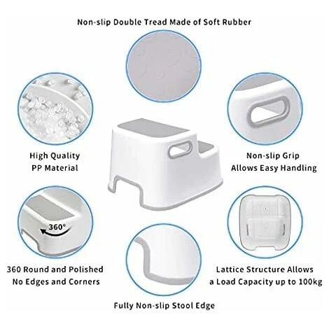 Tabouret Pour Enfants Marche Pieds Enfant Antidérapant En Deux étapes Avec Poignée Tabouret Rehausseur Pour Tout-Petits Convient Aux Enfants De Plus De 18 Mois(Paquet De 2) 5 Tabouret Pour Enfants Marche Pieds Enfant Antidérapant En Deux étapes Avec Poignée Tabouret Rehausseur Pour Tout-Petits Convient Aux Enfants De Plus De 18 Mois(Paquet De 2) – Image 3