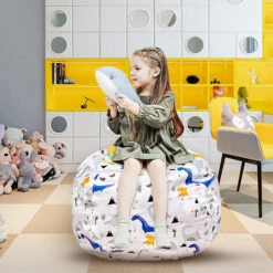 Pouf De Rangement Pour Animaux En Peluche Pour Enfants Avec Poignée De Transport Housse De Pouf En Coton Robuste Parfait Pour Les Jouets Et Les Vêtements Cadeau Pour Enfants (32'') -ATMOSPHERA || Songmics Soldes Boutique 97747252 3