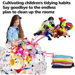 Pouf De Rangement Pour Animaux En Peluche Pour Enfants Avec Poignée De Transport Housse De Pouf En Coton Robuste Parfait Pour Les Jouets Et Les Vêtements Cadeau Pour Enfants (32'') -ATMOSPHERA || Songmics Soldes Boutique 97747252 4