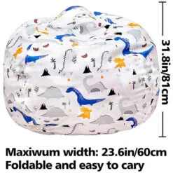 Pouf De Rangement Pour Animaux En Peluche Pour Enfants Avec Poignée De Transport Housse De Pouf En Coton Robuste Parfait Pour Les Jouets Et Les Vêtements Cadeau Pour Enfants (32'') -ATMOSPHERA || Songmics Soldes Boutique 97747252 5