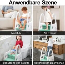 Marchepied Pour Enfant - 2 Marches - En Polyéthylène Haute Densité - Pour Salle De Bain, Toilettes - Vert Clair NAIZY -ATMOSPHERA || Songmics Soldes Boutique 99356684 3