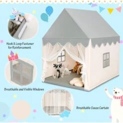 COSTWAY Tente De Jeux Pour Enfants, Cabane De Style Princesse En Coton, Cadeau Pour Garçons Et Filles Beige -ATMOSPHERA || Songmics Soldes Boutique 99489879 4