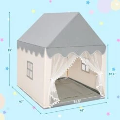 COSTWAY Tente De Jeux Pour Enfants, Cabane De Style Princesse En Coton, Cadeau Pour Garçons Et Filles Beige -ATMOSPHERA || Songmics Soldes Boutique 99489879 5