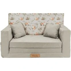 Canapé Enfant Flumi Gris Clair Renards Pliable